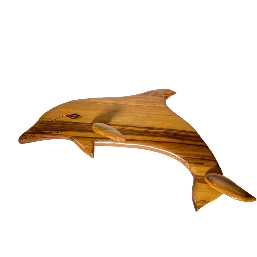 Richard Vest Dolphin Wood Sculpture 1981 24" Signed‎ Handmade